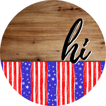 Patriotic Door Hanger Hi Dco - 01487 - Dh 18’ Round Wood